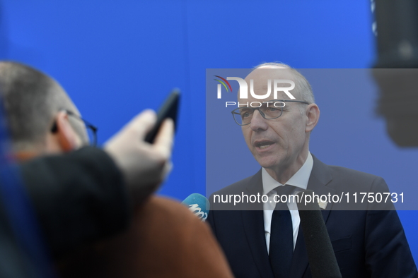 Luc Frieden, Prime Minister of Luxembourg, arrives at the 5th European Political Community Summit in Budapest, Hungary, on November 7, a day...