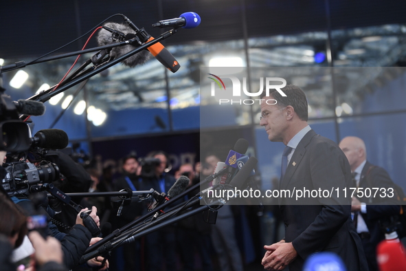 Mark Rutte, NATO Secretary General, arrives at the 5th European Political Community Summit in Budapest, Hungary, on November 7, a day after...