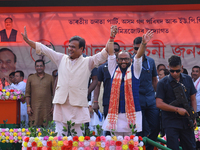 Himanta Biswa Sarma, Chief Minister of the northeastern state of Assam, participates in an election campaign rally in support of BJP candida...