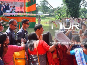 Himanta Biswa Sarma, Chief Minister of the northeastern state of Assam, participates in an election campaign rally in support of BJP candida...