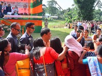 Himanta Biswa Sarma, Chief Minister of the northeastern state of Assam, participates in an election campaign rally in support of BJP candida...