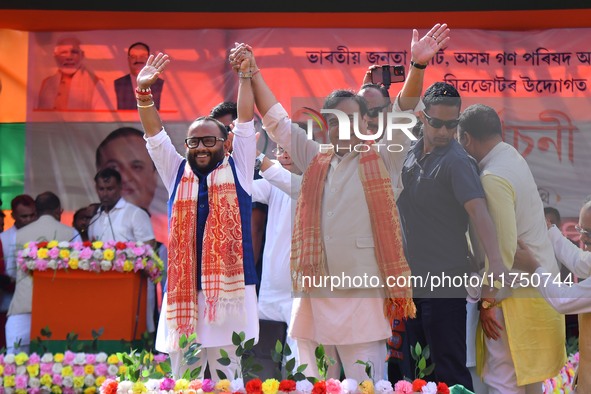 Himanta Biswa Sarma, Chief Minister of the northeastern state of Assam, participates in an election campaign rally in support of BJP candida...