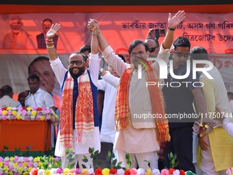 Himanta Biswa Sarma, Chief Minister of the northeastern state of Assam, participates in an election campaign rally in support of BJP candida...