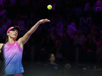 RIYADH, SAUDI ARABIA - NOVEMBER 07: Iga Swiatek of Poland during her match against Daria Kasatkina, on Day 6 of the 2024 WTA Finals, part of...