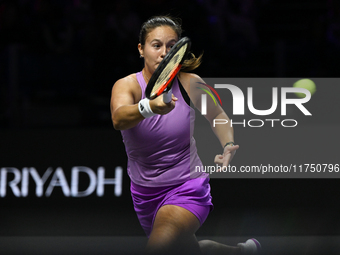 RIYADH, SAUDI ARABIA - NOVEMBER 07: Daria Kasatkina during her match against Iga Swiatek of Poland, on Day 6 of the 2024 WTA Finals, part of...