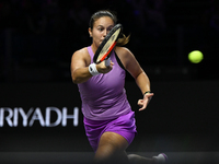 RIYADH, SAUDI ARABIA - NOVEMBER 07: Daria Kasatkina during her match against Iga Swiatek of Poland, on Day 6 of the 2024 WTA Finals, part of...