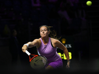 RIYADH, SAUDI ARABIA - NOVEMBER 07: Daria Kasatkina during her match against Iga Swiatek of Poland, on Day 6 of the 2024 WTA Finals, part of...