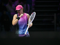 RIYADH, SAUDI ARABIA - NOVEMBER 07: Daria Kasatkina during her match against Iga Swiatek of Poland, on Day 6 of the 2024 WTA Finals, part of...