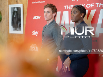 Eddie Redmayne and Lashana Lynch attend ''The Day of the Jackal'' photocall at The St. Regis Hotel in Rome, Italy, on November 7, 2024. (