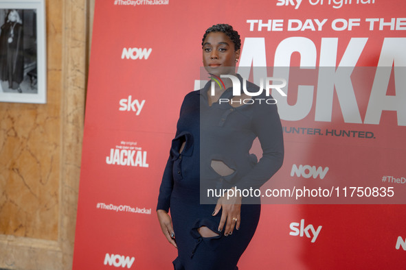 Lashana Lynch attends ''The Day of the Jackal'' photocall at The St. Regis Hotel in Rome, Italy, on November 7, 2024. 