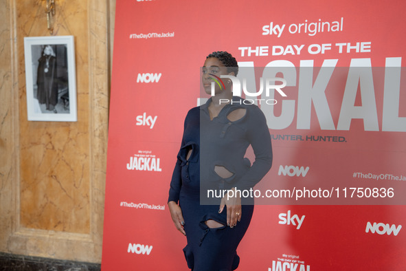 Lashana Lynch attends ''The Day of the Jackal'' photocall at The St. Regis Hotel in Rome, Italy, on November 7, 2024. 