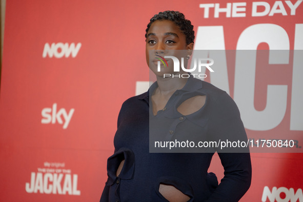 Lashana Lynch attends ''The Day of the Jackal'' photocall at The St. Regis Hotel in Rome, Italy, on November 7, 2024. 