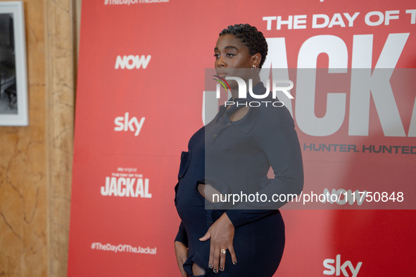 Lashana Lynch attends ''The Day of the Jackal'' photocall at The St. Regis Hotel in Rome, Italy, on November 7, 2024. 