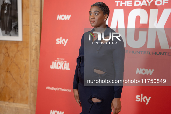 Lashana Lynch attends ''The Day of the Jackal'' photocall at The St. Regis Hotel in Rome, Italy, on November 7, 2024. 