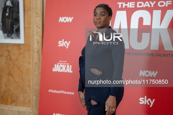 Lashana Lynch attends ''The Day of the Jackal'' photocall at The St. Regis Hotel in Rome, Italy, on November 7, 2024. 