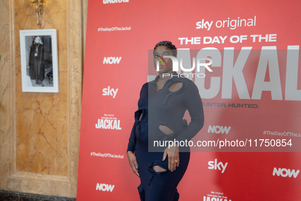 Lashana Lynch attends ''The Day of the Jackal'' photocall at The St. Regis Hotel in Rome, Italy, on November 7, 2024. 