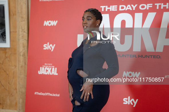 Lashana Lynch attends ''The Day of the Jackal'' photocall at The St. Regis Hotel in Rome, Italy, on November 7, 2024. 