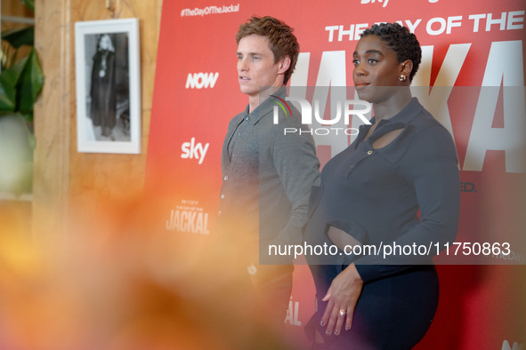 Eddie Redmayne and Lashana Lynch attend ''The Day of the Jackal'' photocall at The St. Regis Hotel in Rome, Italy, on November 7, 2024. 