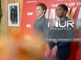 Eddie Redmayne and Lashana Lynch attend ''The Day of the Jackal'' photocall at The St. Regis Hotel in Rome, Italy, on November 7, 2024. (