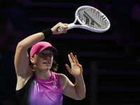 RIYADH, SAUDI ARABIA - NOVEMBER 07: Iga Swiatek of Poland during her match against Daria Kasatkina, on Day 6 of the 2024 WTA Finals, part of...