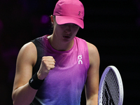 RIYADH, SAUDI ARABIA - NOVEMBER 07: Iga Swiatek of Poland during her match against Daria Kasatkina, on Day 6 of the 2024 WTA Finals, part of...