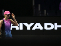 RIYADH, SAUDI ARABIA - NOVEMBER 07: Iga Swiatek of Poland during her match against Daria Kasatkina, on Day 6 of the 2024 WTA Finals, part of...