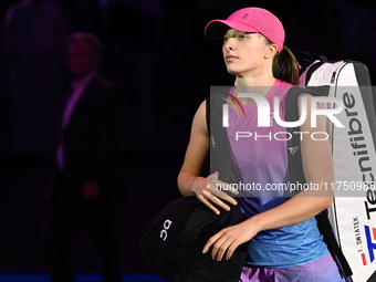 RIYADH, SAUDI ARABIA - NOVEMBER 07: Iga Swiatek of Poland after her win against Daria Kasatkina, on Day 6 of the 2024 WTA Finals, part of th...