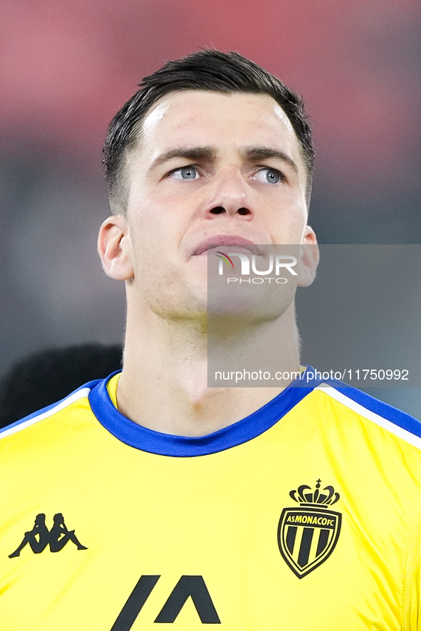 Radoslaw Majecki of AS Monaco looks on during the UEFA Champions League 2024/25 League Phase MD4 match between Bologna FC and AS Monaco at S...