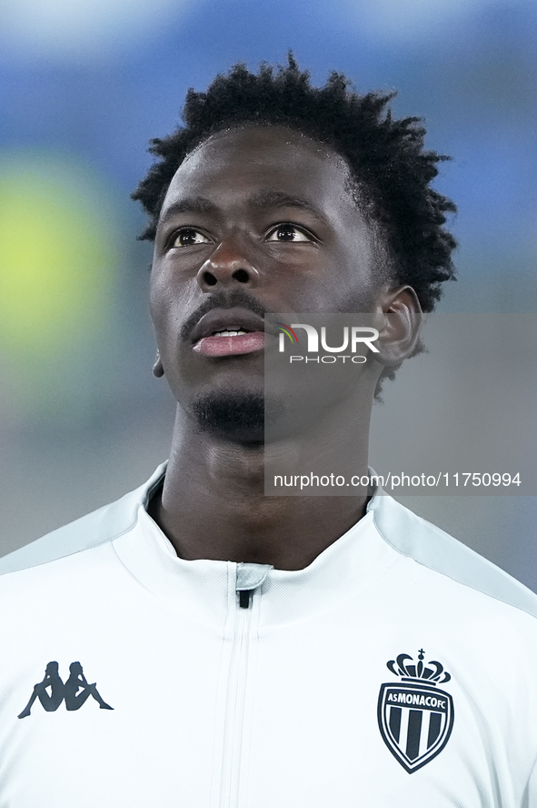 Soungoutou Magassa of AS Monaco looks on during the UEFA Champions League 2024/25 League Phase MD4 match between Bologna FC and AS Monaco at...