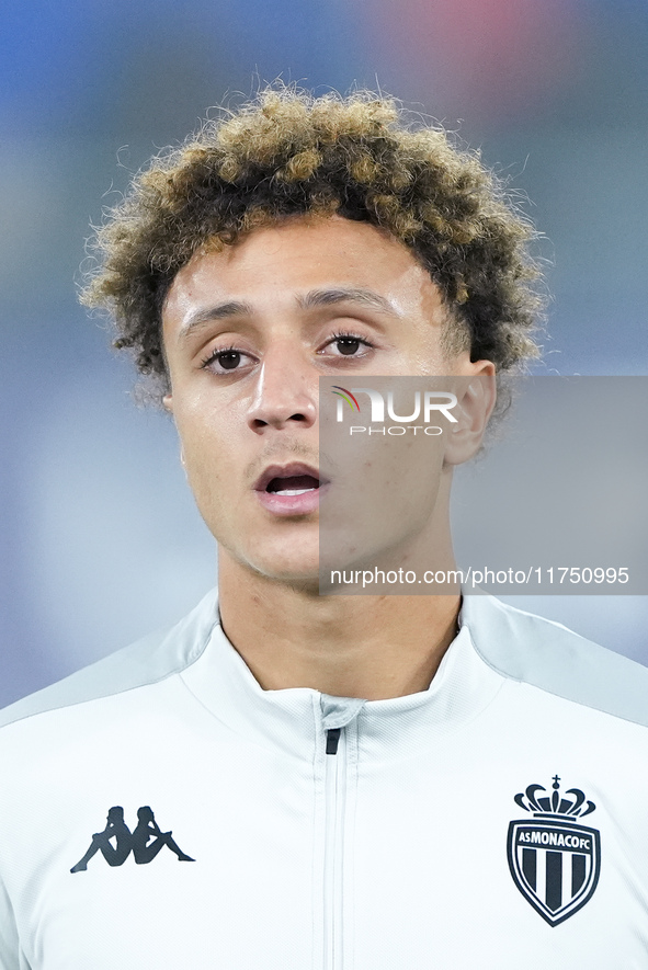 Eliesse Ben Seghir of AS Monaco looks on during the UEFA Champions League 2024/25 League Phase MD4 match between Bologna FC and AS Monaco at...