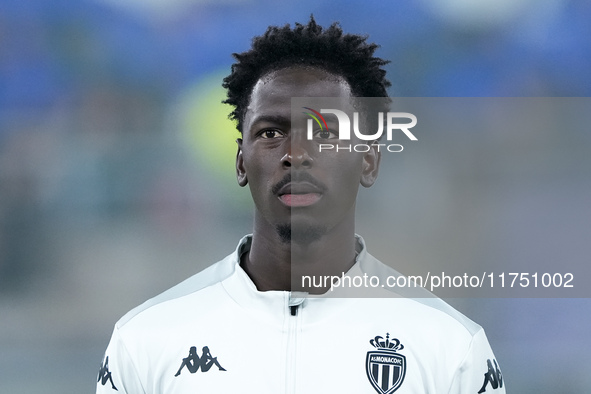 Soungoutou Magassa of AS Monaco looks on during the UEFA Champions League 2024/25 League Phase MD4 match between Bologna FC and AS Monaco at...