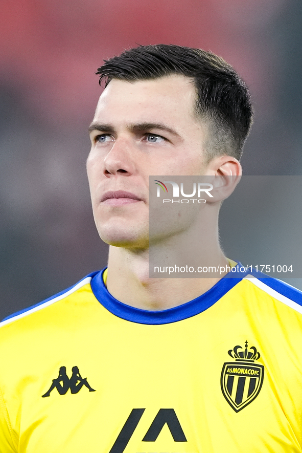 Radoslaw Majecki of AS Monaco looks on during the UEFA Champions League 2024/25 League Phase MD4 match between Bologna FC and AS Monaco at S...