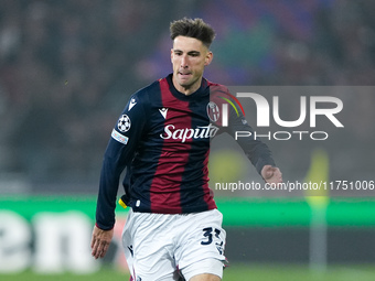 Juan Miranda of Bologna FC during the UEFA Champions League 2024/25 League Phase MD4 match between Bologna FC and AS Monaco at Stadio Renato...