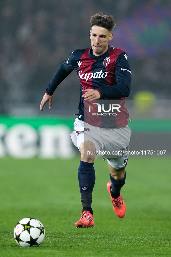 Juan Miranda of Bologna FC during the UEFA Champions League 2024/25 League Phase MD4 match between Bologna FC and AS Monaco at Stadio Renato...