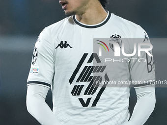 Takumi Minamino of AS Monaco looks on during the UEFA Champions League 2024/25 League Phase MD4 match between Bologna FC and AS Monaco at St...