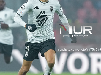 Maghnes Akliouche of AS Monaco during the UEFA Champions League 2024/25 League Phase MD4 match between Bologna FC and AS Monaco at Stadio Re...