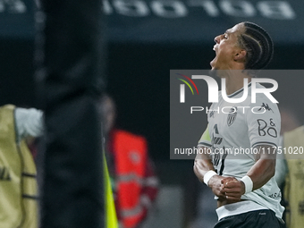 Thilo Kehrer of AS Monaco celebrates after scoring first goal during the UEFA Champions League 2024/25 League Phase MD4 match between Bologn...