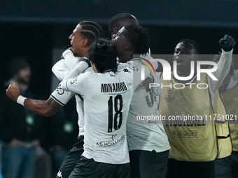 Thilo Kehrer of AS Monaco celebrates after scoring first goal during the UEFA Champions League 2024/25 League Phase MD4 match between Bologn...