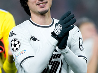 Takumi Minamino of AS Monaco greets his fans during the UEFA Champions League 2024/25 League Phase MD4 match between Bologna FC and AS Monac...