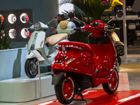 The Vespa 125i-get ABS Primavera Batik is at the 110th International Motorcycle and Accessories Exhibition 2024 at Fiera Milano Rho in Milan...