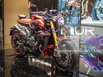 The MV Agusta Rush 1000 is at the 110th International Motorcycle and Accessories Exhibition 2024 at Fiera Milano Rho in Milan, Italy, on Nov...