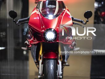 The MV Agusta Superveloce 1000 Serie Oro is at the 110th International Motorcycle and Accessories Exhibition 2024 at Fiera Milano Rho in Mil...