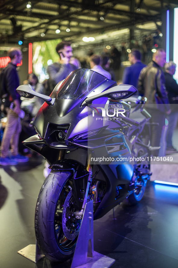 The Yamaha R9 MY 2025 is at the 110th International Motorcycle and Accessories Exhibition 2024 at Fiera Milano Rho in Milan, Italy, on Novem...