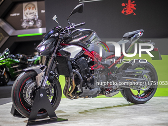 The Kawasaki Z900 MY 2025 is at the 110th International Motorcycle and Accessories Exhibition 2024 at Fiera Milano Rho in Milan, Italy, on N...