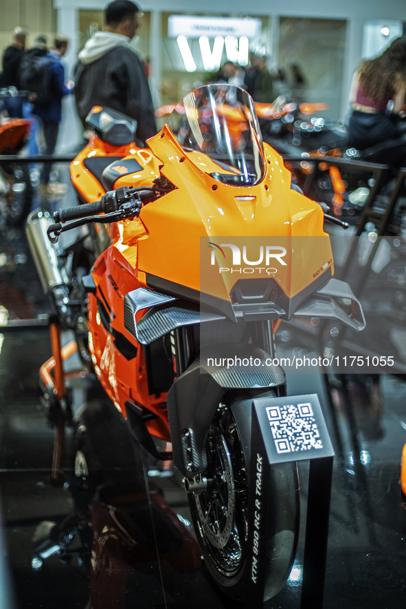 The KTM 990 RC R Track Edition is at the 110th International Motorcycle and Accessories Exhibition 2024 at Fiera Milano Rho in Milan, Italy,...