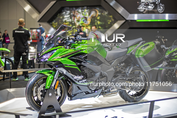 The Kawasaki 1100 SX MY 2025 is at the 110th International Motorcycle and Accessories Exhibition 2024 at Fiera Milano Rho in Milan, Italy, o...