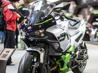 The Kawasaki HEV Ninja is at the 110th International Motorcycle and Accessories Exhibition 2024 at Fiera Milano Rho in Milan, Italy, on Nove...