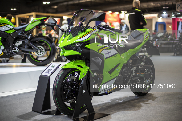 The Kawasaki SE MY 2025 is at the 110th International Motorcycle and Accessories Exhibition 2024 at Fiera Milano Rho in Milan, Italy, on Nov...