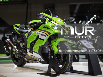 The Kawasaki ZX-10R MY 2025 is at the 110th International Motorcycle and Accessories Exhibition 2024 at Fiera Milano Rho in Milan, Italy, on...