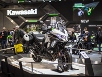 The Kawasaki Versys 1100 SE MY 2025 is at the 110th International Motorcycle and Accessories Exhibition 2024 at Fiera Milano Rho in Milan, I...